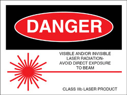 Class IIIb Logotype Label 2 1/2&quot; x 2&quot;. &quot;Visible and/or Invisible Laser Radiation&quot;