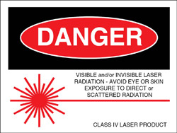 Class IV Logotype Label - "Visible and/or Invisible Laser Radiation" (2 1/2" x 2")