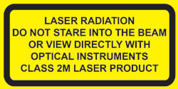 IEC Explanatory Label  for Class 2M lasers  (2"w x 1"h)