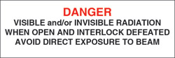 Class IIIb Defeatably Interlocked Protective Housing Label (Visible and/or Invisible Laser Radiation) 3&quot; x 3/4&quot;