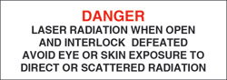 Class IV Defeatably Interlocked Protective Housing Label (Laser Radiation) 3&quot; x 1&quot;