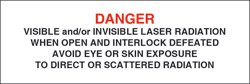 Class IV Defeatably Interlocked Protective Housing Label (Visible and/or Invisible Laser Radiation) 3&quot; x 1&quot;