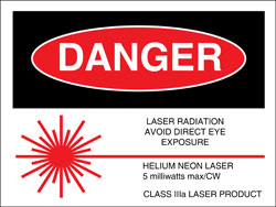 Class IIIa Logotype (Danger) Label for 5mw HeNe Laser. 2 1/2&quot; x 2&quot;