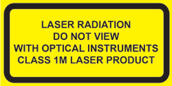 IEC Explanatory Label. Class 1M  (2"w x 1"h)