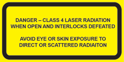 IEC Third Edition Invisible Class 4 defeatably interlocked protective housing label (2”w x 1”h)