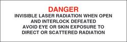 Class IV Defeatably Interlocked Protective Housing Label (Invisible Laser Radiation) 3&quot; x 1&quot;